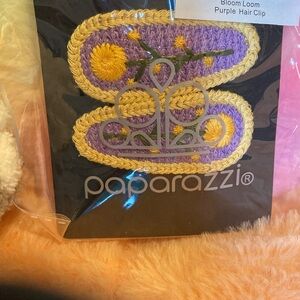 Paparazzi Purple and Gold Embroidered Hair Clip